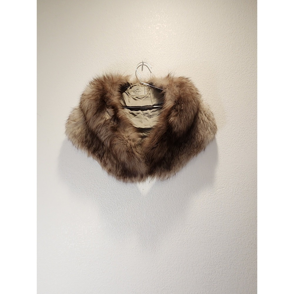 Saga Norwegian Blue Fox Fur Stole Wrap Vintage Brown Tan Formal Shawl 42in